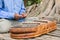 Playing a khim musical instrument, Cambodia