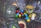 Playing Legends of Andor board game dices, figures and tiles, map