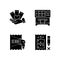 Playing lotto games black glyph icons set on white space