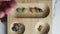 Playing Mancala game with colored stones