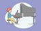 Playing Musical Instruments Concept. Talent Woman Plays Piano On Concert. Pianist Playing Musical Composition on Grand