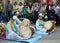 Playing the national Korean drums