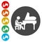 Playing the piano icons set