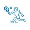 Playing tennis linear icon concept. Playing tennis line vector sign, symbol, illustration.