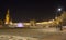 Plaza de Espana in Seville at night,with the lights of the street lamps