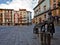 Plaza de espaÃ±a, in calatayud, with its crooked buildings