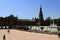 The Plaza de EspaÃ±a, designed by AnÃ­bal GonzÃ¡lez, was a principal building built on the Maria Luisa, Sevilla, Spain