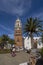 The Plaza de la Constitucion square and the Nuestra Senora de Guadalupe church in the historic center of Teguise, Lanzarote, Spain