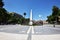 Plaza de Mayo with its pyramid and government house-pink house, painted with the Mothers of Plaza de Mayo logo on the