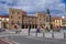 Plaza del Maques. Rey King Don Pelayo Square in Gijon, Asturias, Spain. Revillagigedo palace in background