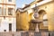 Plaza del Potro with a fountain crowned with a foal and a coat of arms in the Old Town Cordoba, Andalusia, Spain