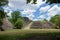 `Plaza A` with the Maya pyramid ruin `El Castillo` at the archeological site Xunantunich near San Ignacio, Belize