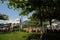 Plaza with monument and garden with flowers in the city of Tingo Maria, province of Leoncio Prado, region of Huanuco, 919