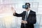 Pleasant confident businessman testing virtual reality
