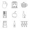 Pleasant dinner icons set, outline style