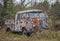 Pleasant Hill, Tennessee USA - December 10, 2022 Volkswagen 1960\\\'s double cab pick-up outdoors in a field