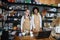 Pleasant multicultural women posing at decor shop