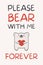 Please bear with me forever greeting card. Adorable polar bear holding heart. Romantic gift for engagement, anniversary