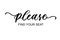 Please find your seat - hand drawn modern lettering calligraphy inscription for wedding