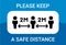 Please Keep a Safe Distance Blue Sign Icon Vector Illustration.