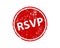 Please respond stamp vector texture. RSVP rubber cliche imprint. Web or print design element for sign, sticker, label.