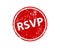 Please respond stamp vector texture. RSVP rubber cliche imprint. Web or print design element for sign, sticker, label