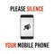 Please silence your mobile phone, vector sign.