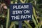 Please Stay on Path Sign