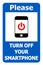Please, turn off your smartphone. Information and courtesy sign