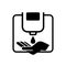 Please Use Hand Sanitizer Befor Entering Black Icon, Vector Illustration, Isolate On White Background Label. EPS10