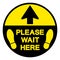 Please Wait Here For Maintain Social Distancing Symbol, Vector  Illustration, Isolated On White Background Label. EPS10