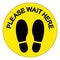 Please Wait Here For Maintain Social Distancing Symbol, Vector  Illustration, Isolated On White Background Label. EPS10