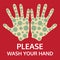 Please wash your hand sign, vector