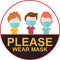 Please wear face mask signage,  vector illustration