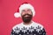 So pleased. smiling face mustache. portrait of santa man with beard. new year party. christmas time. happy bearded man