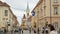 Pleased tourists walking on Saint Mark\'s square in Zagreb, tourism in Croatia