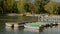Pleasure boat parking on the pond. Empty Boats Stand On The Water. Boat rental. A pond in a city park.