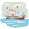 Pleasure boat, seascape, resort, beach, rest, travel, vector, illustration, isolated