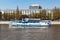 Pleasure boats on the background of Berezhkovskaya Embankment in Moscow