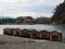 Pleasure boats on the Katsura River, Kyoto, Japan