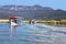Pleasure boats motor up the Dalyan river, Turkey
