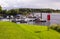 Pleasure boats at their moorings at the end of the season in the Drumaheglis Marina and Caravan resort on the River Bann in county
