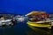 Pleasure boats and yachts at pier on promenade of Budva, Montenegro
