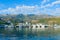 Pleasure boats and yachts at pier on promenade of Budva, Montenegro