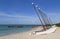 Pleasure catamarans on the beach in Santa Maria.Cuba.