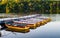 Pleasure rowing boats moored at the pier.