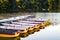 Pleasure rowing boats moored at the pier.