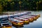 Pleasure rowing boats moored at the pier.