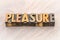 Pleasure word abstract in wood type