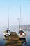 Pleasure yachts moored on rustic jetty